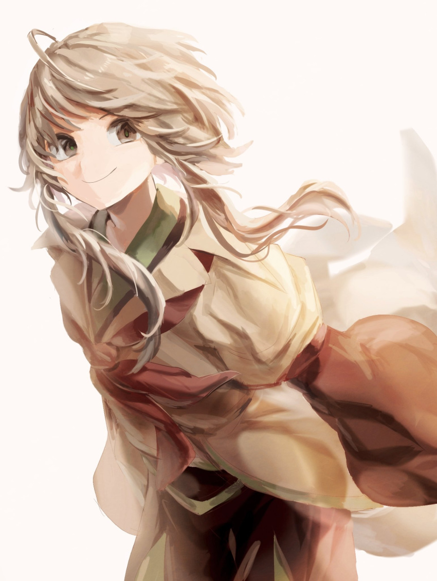 1other, androgynous, bow, brown_coat, coat, grey_eyes, hemo_(hemoroda), highres
