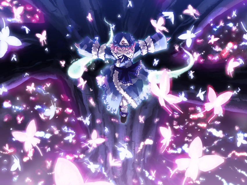 butterfly, highres, saigyouji_yuyuko, studio_sdt, touhou, wallpaper, yuuki_tatsuya