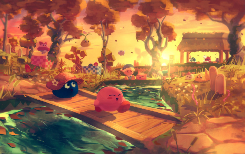 autumn, bobo_(kirby), bouncy_(kirby), bridge, bronto_burt, bug, butterfly, cattail