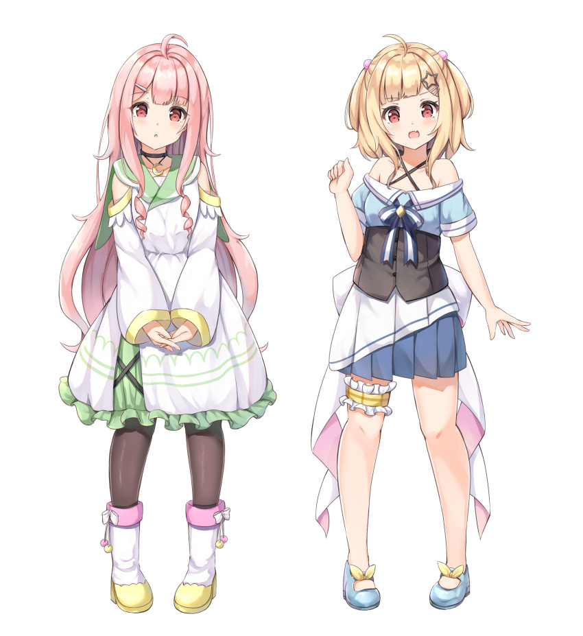 2girls, absurdres, ahoge, blonde_hair, hair_ornament, highres, keiran_(ryo170), kotone_rina