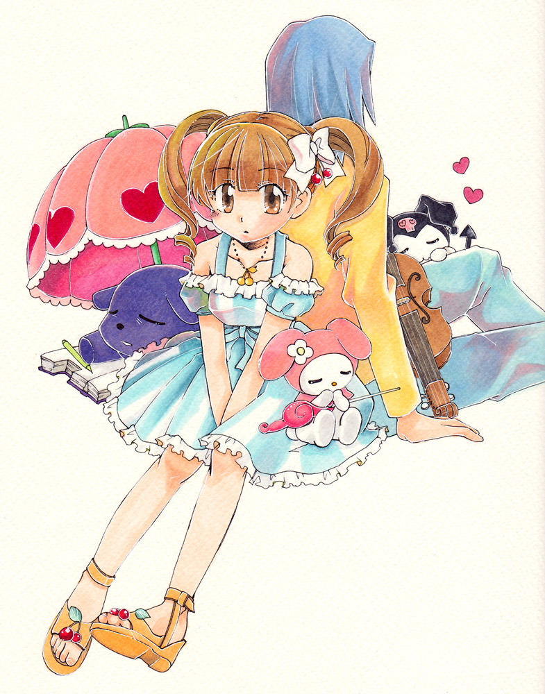 baku, between_thighs, heart, instrument, kuromi, my_melody, onegai_my_melody, sakurara