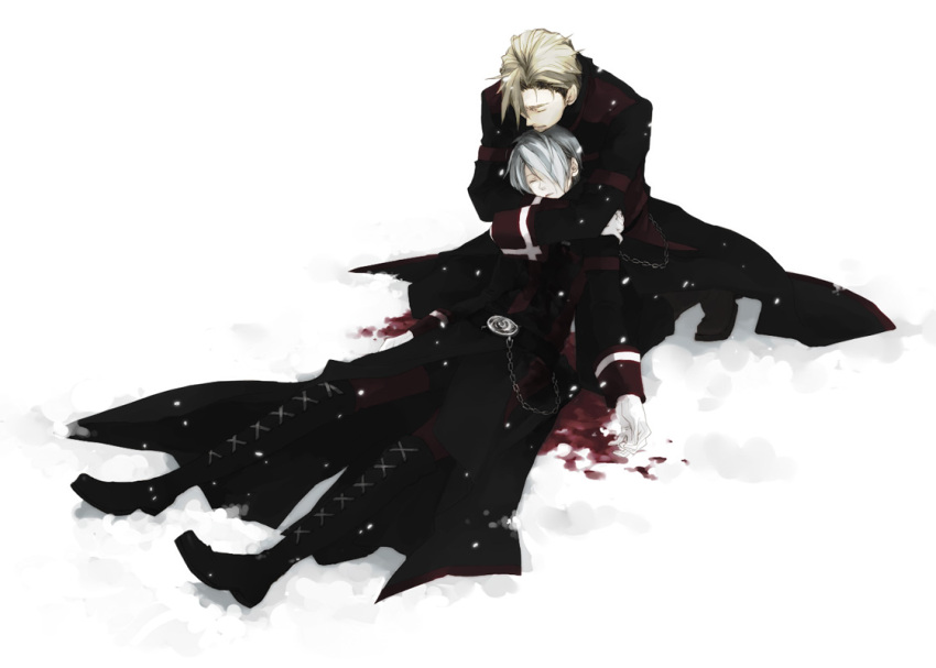 1girl, bad_id, black_hair, blood, brown_hair, chain, chains, death