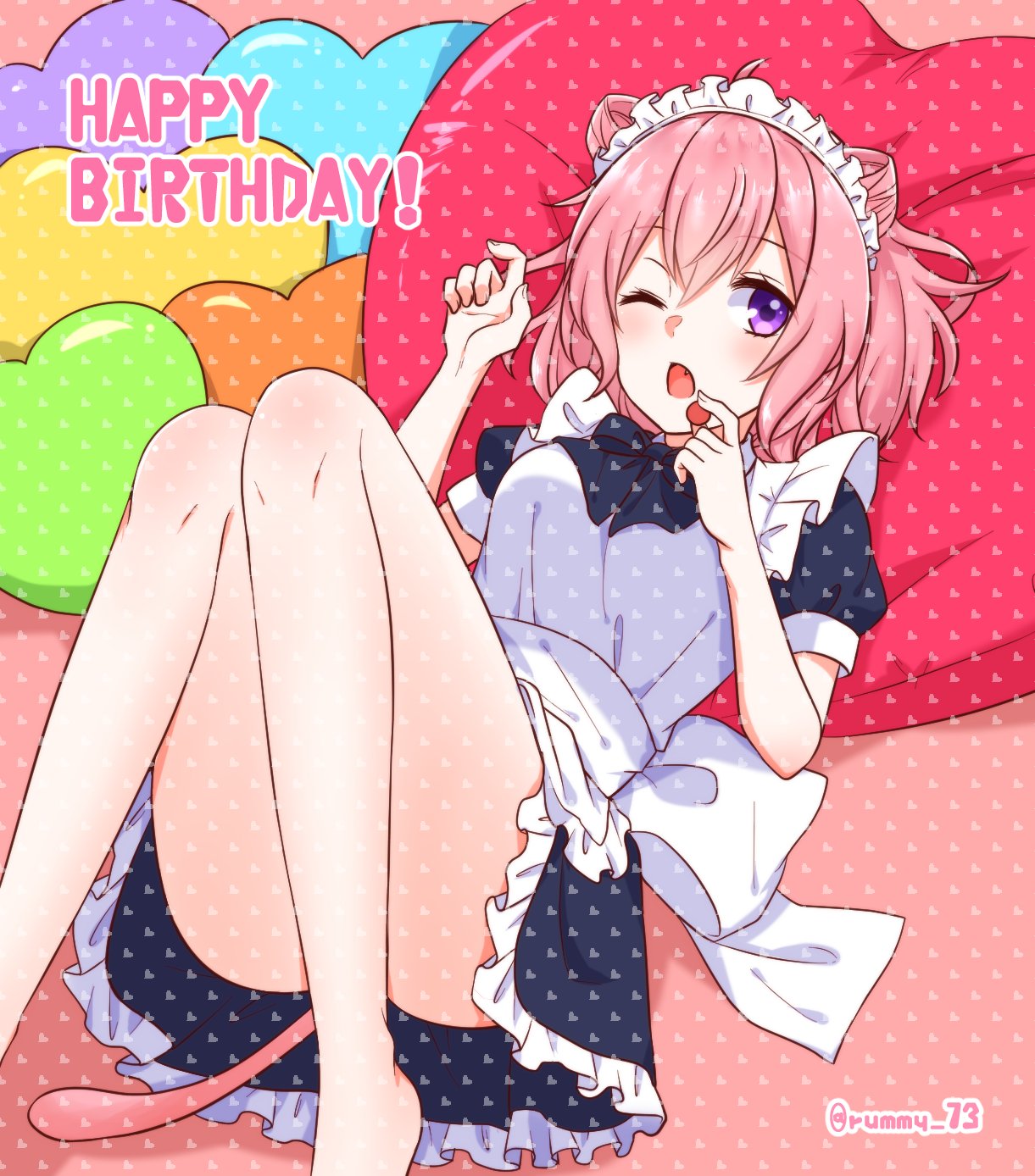 1girl, highres, looking_at_viewer, niconico, nqrse, open_mouth, pink_hair, rummy_73