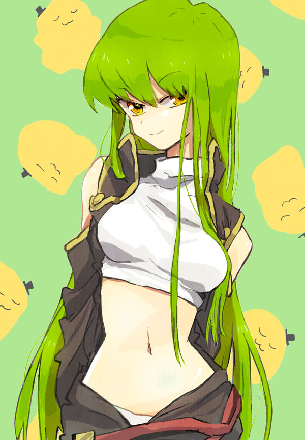c.c., cc, cheese-kun, code_geass, green_hair, long_hair, midriff, mokeo