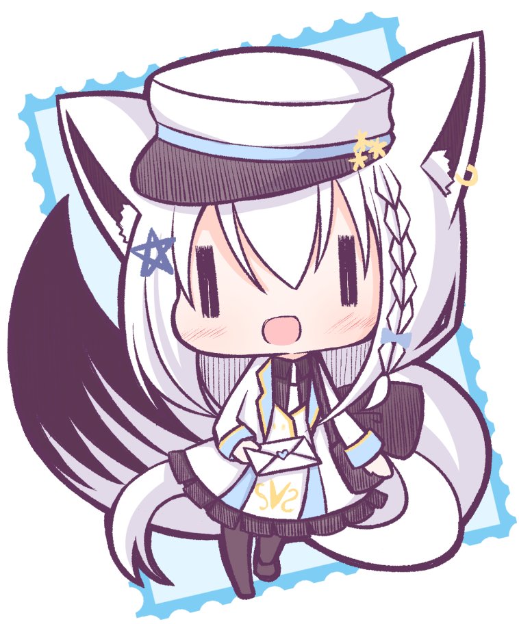 1girl, animal_ear_fluff, animal_ears, bag, bangs, blush, braid, chibi