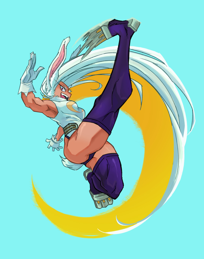 1girl, absurdres, animal_ears, bangs, boku_no_hero_academia, bunny_tail, dark_skin, dark-skinned_female