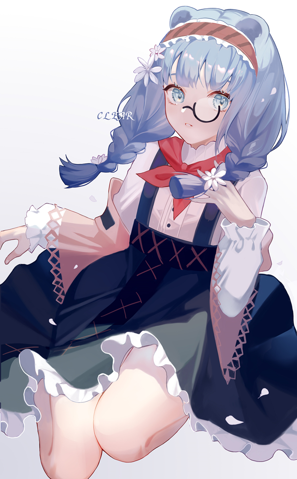 1girl, animal_ears, arknights, artist_name, bangs, bare_legs, bear_ears, blunt_bangs