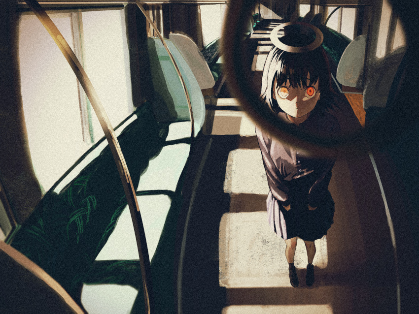 1girl, bangs, black_footwear, black_hair, black_jacket, black_legwear, black_skirt, buttons