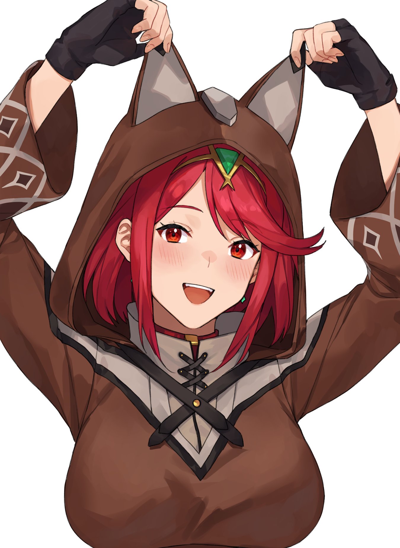 1girl, bangs, black_gloves, breasts, disguised_pyra_(xenoblade), fingerless_gloves, gloves, highres
