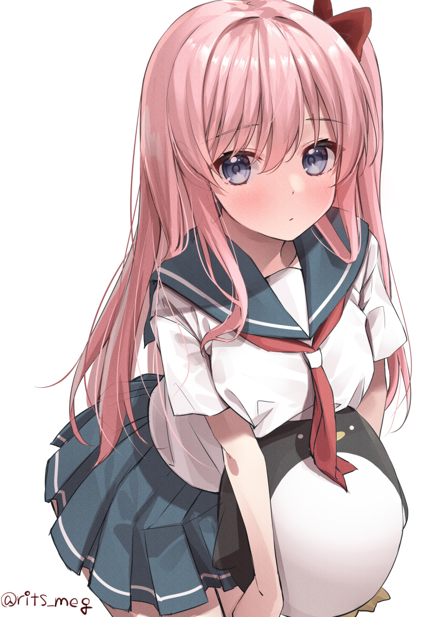 absurdres, bird, blue_eyes, blue_sailor_collar, blue_skirt, cowboy_shot, haramura_nodoka, highres