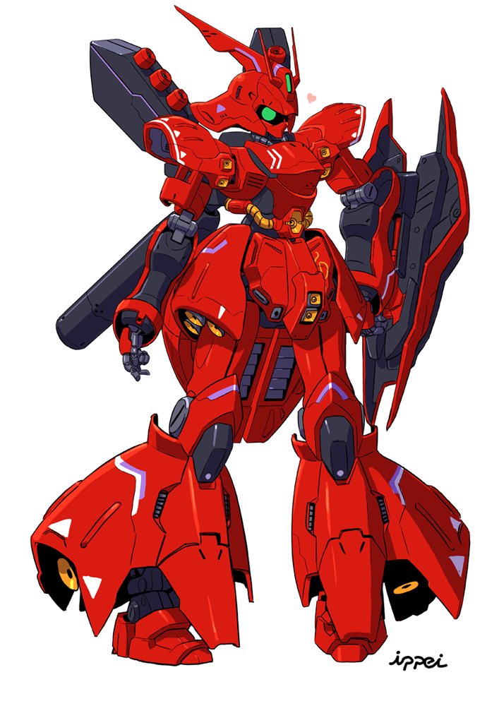 char's_counterattack, clenched_hand, green_eyes, gundam, gyoubu_ippei, looking_at_viewer, mecha, mobile_suit
