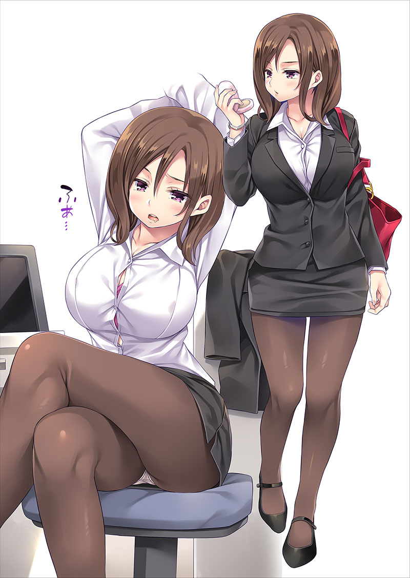 1girl, :o, arms_up, bag, black_footwear, bracelet, breasts, brown_hair