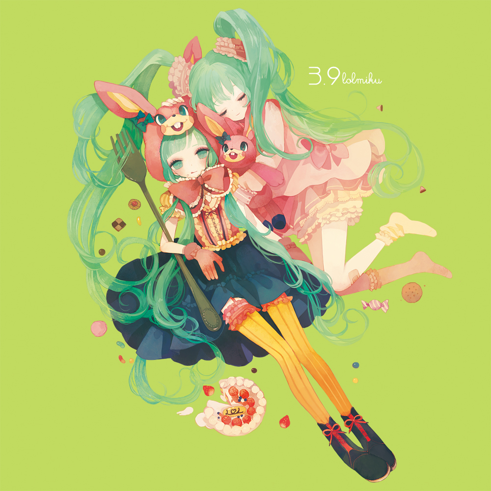 :d, animal_ears, animal_hat, apollo_chocolate, aqua_eyes, aqua_hair, bad_id, bonnet