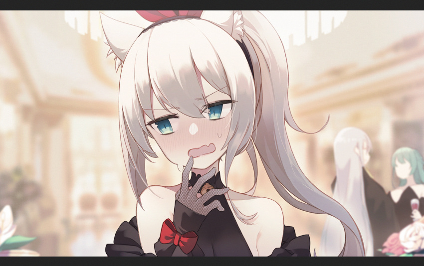 3girls, abae, animal_ears, azur_lane, bangs, black_dress, black_gloves, blue_eyes