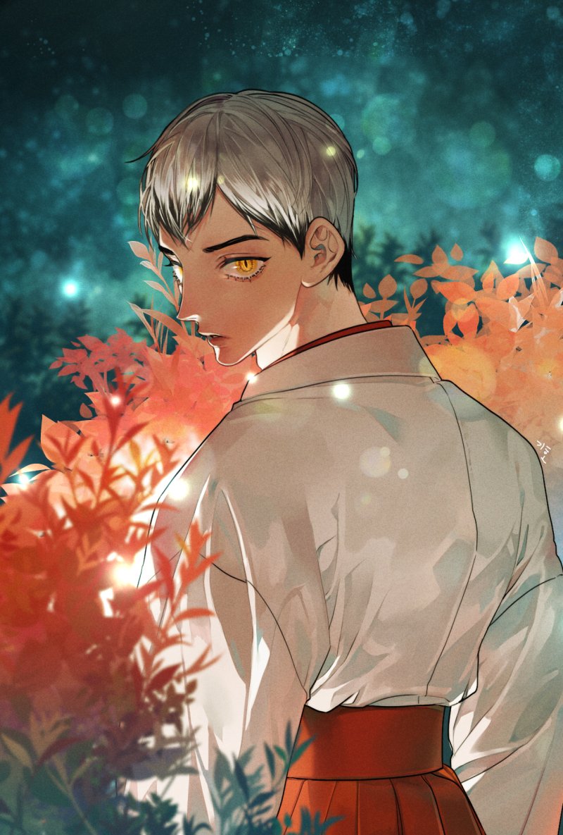 1boy, bangs, from_behind, grey_hair, haikyuu!!, hqgeo55, japanese_clothes, kita_shinsuke