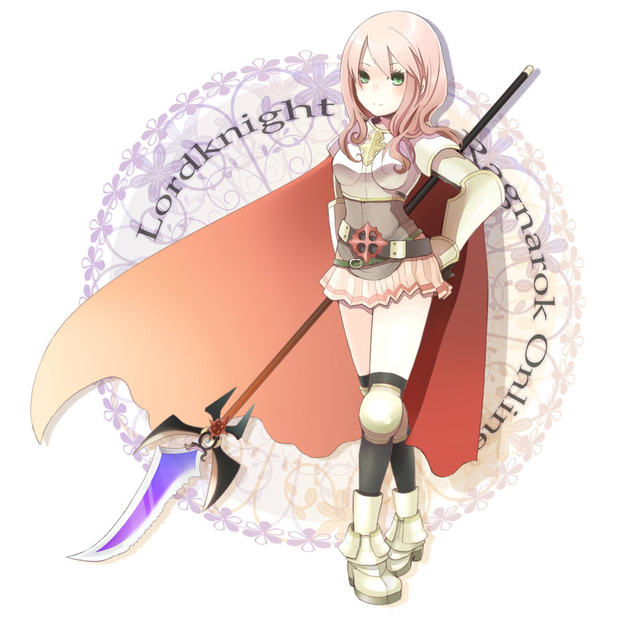 1girl, armor, armored_boots, bangs, belt, black_belt, black_legwear, boobplate