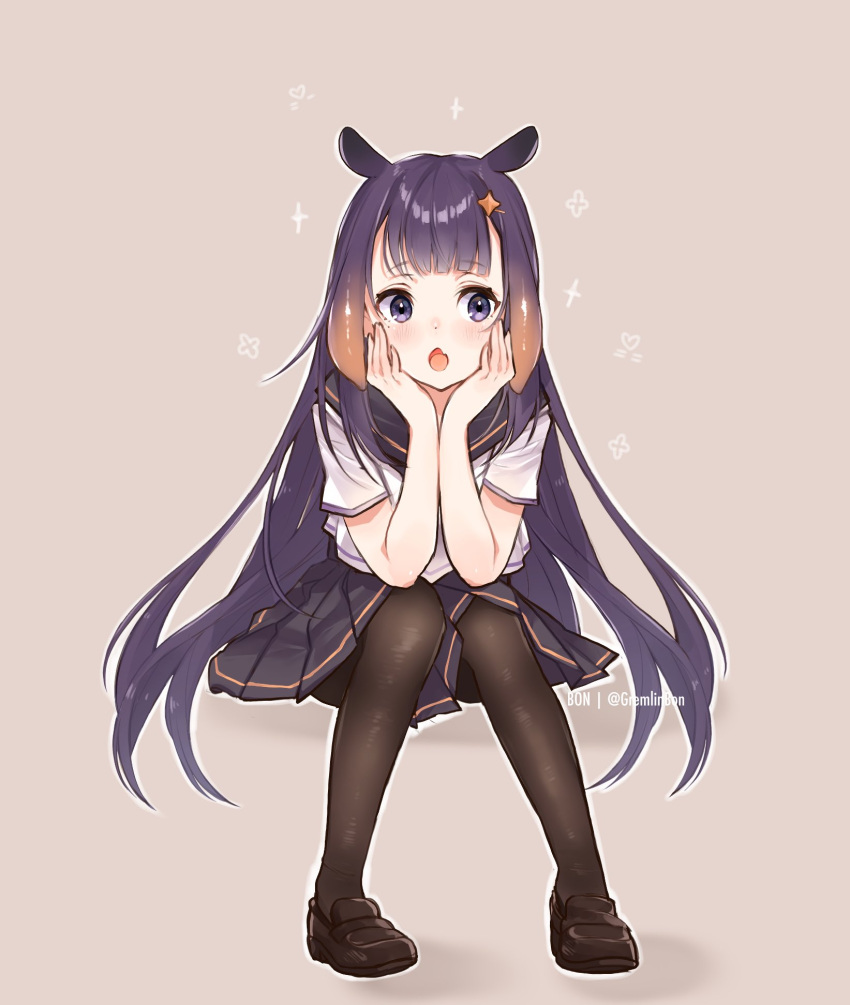 1girl, alternate_costume, animal_ears, artist_name, black_footwear, black_legwear, black_skirt, blush