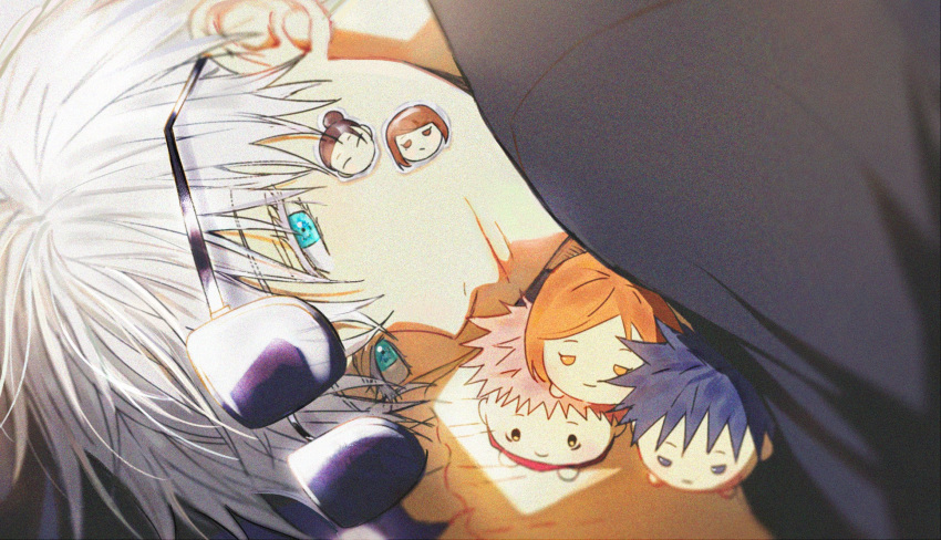 1boy, bangs, black_hair, black_jacket, blue_eyes, brown_hair, closed_eyes, closed_mouth