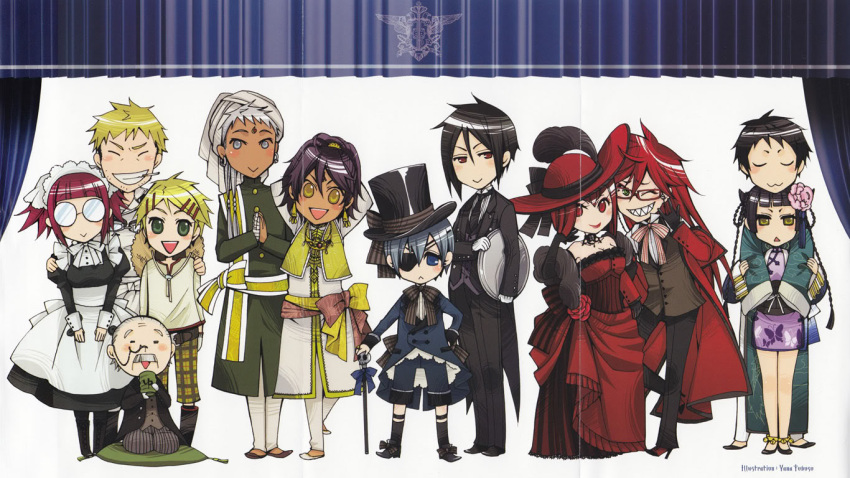 absurdres, angelina_durless, artist_request, bard, bare_shoulders, blue_eyes, blue_hair, chibi