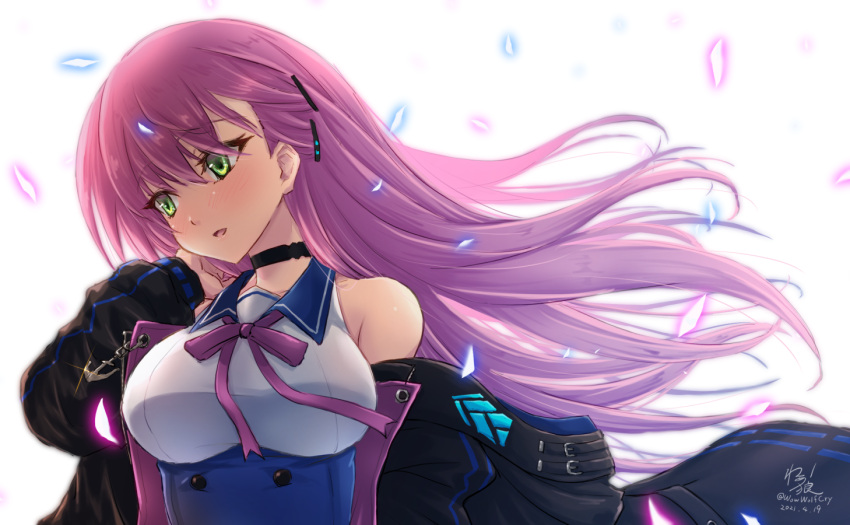 1girl, azur_lane, black_choker, black_coat, breasts, choker, coat, dress