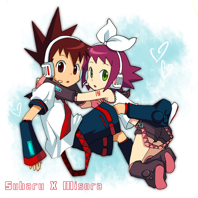 blonde_hair, brown_eyes, brown_hair, capcom, cosplay, green_eyes, hibiki_misora, hoshikawa_subaru_(rockman)
