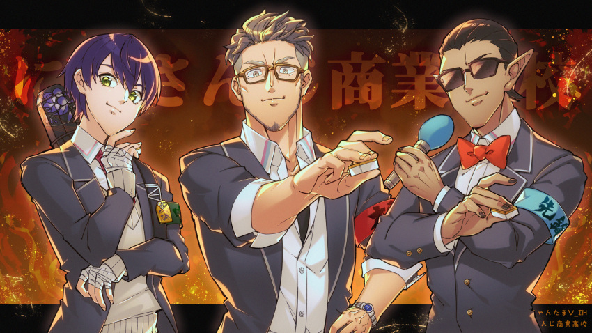 armband, black_hair, black_nails, bow, bowtie, character_request, charm, dark_skin