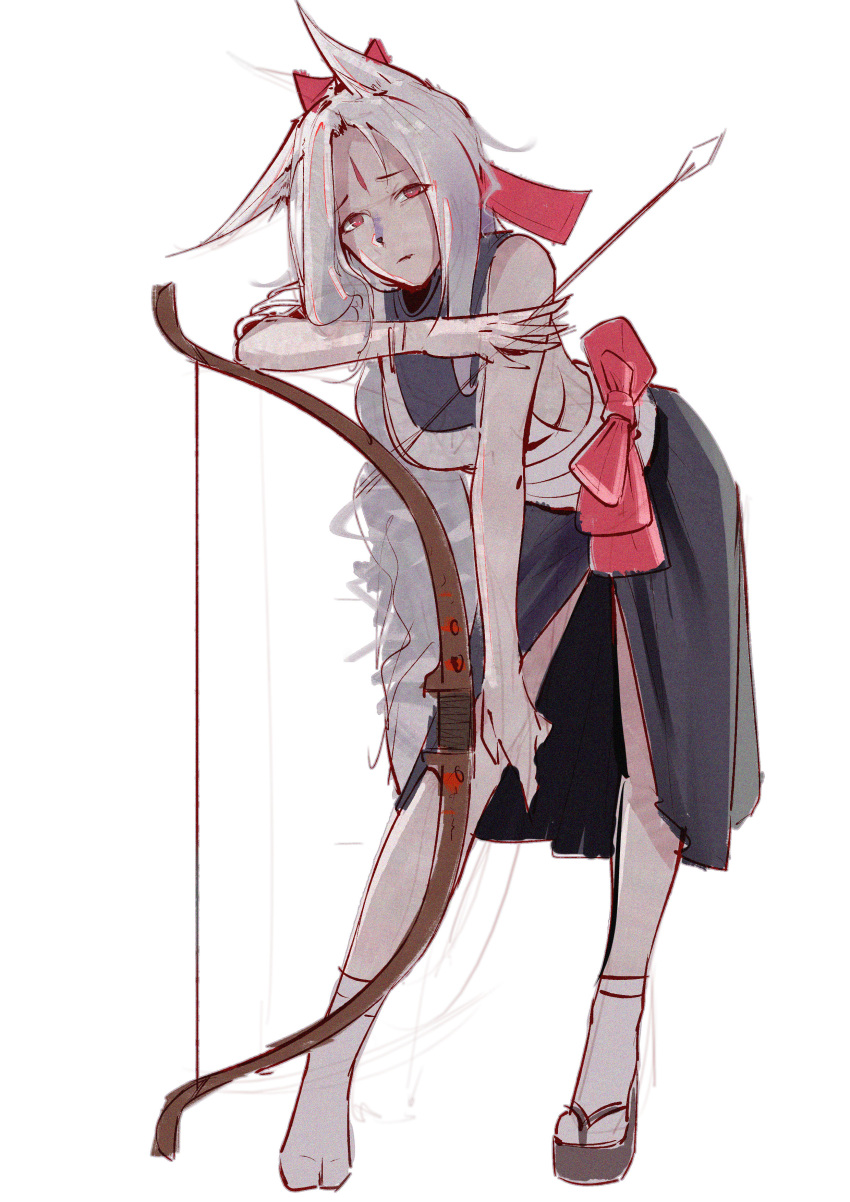 1girl, absurdres, animal_ears, armor, arrow_(projectile), bai_lang, bandages, bare_shoulders