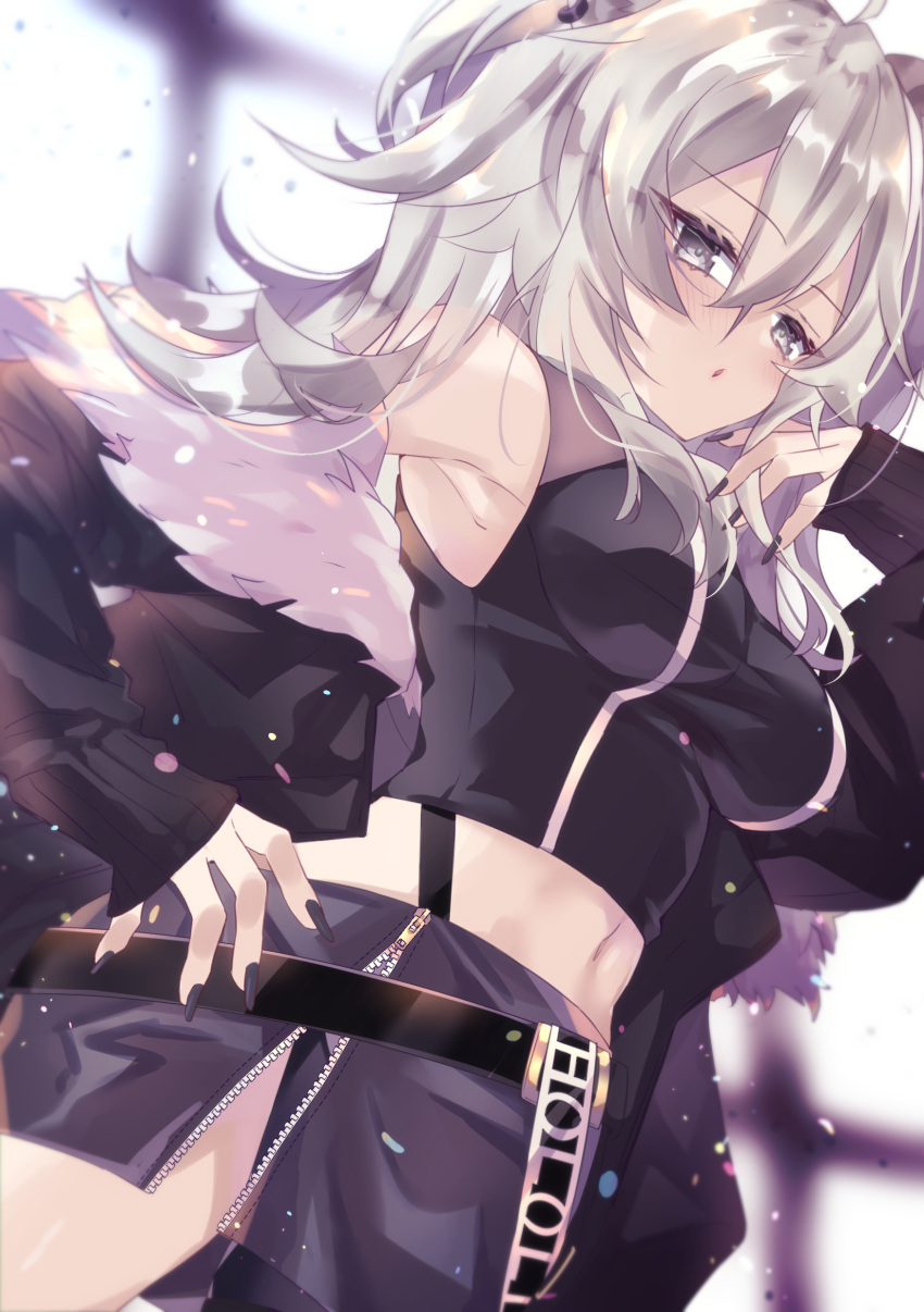1girl, absurdres, ahoge, animal_ears, armpits, bare_shoulders, blush, breasts