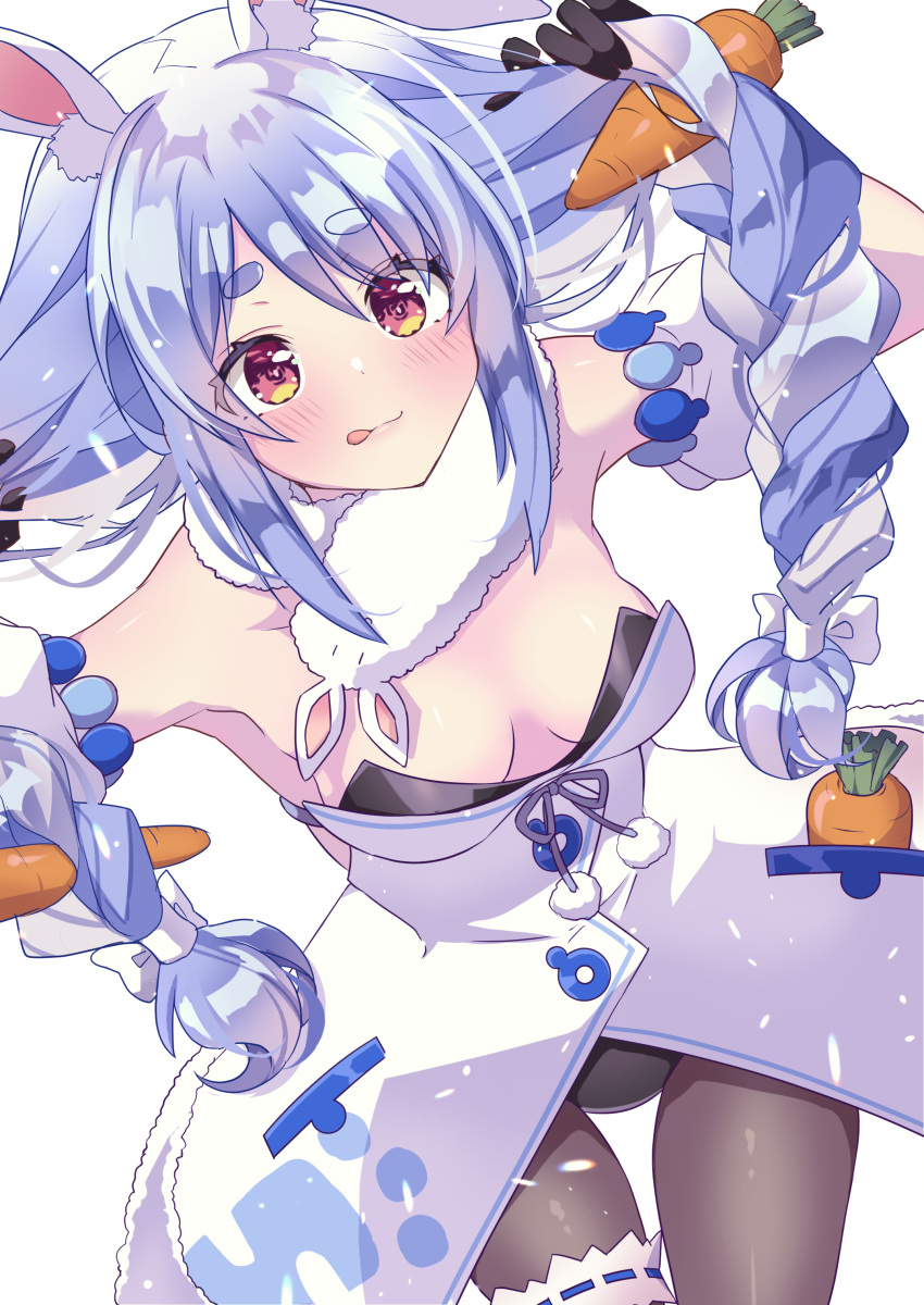 1girl, :p, absurdres, animal_ear_fluff, animal_ears, black_gloves, black_legwear, black_leotard