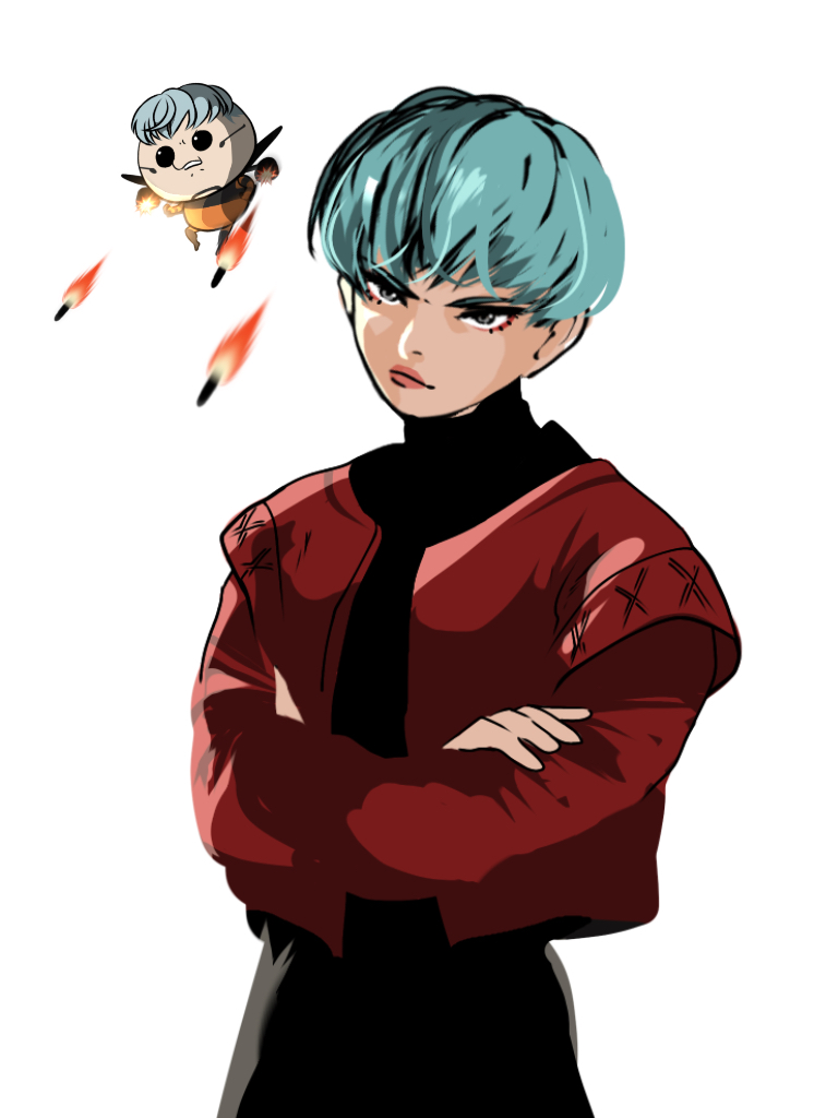 1girl, apex_legends, black_eyes, blue_eyes, blue_hair, bodysuit, chibi, chibi_inset
