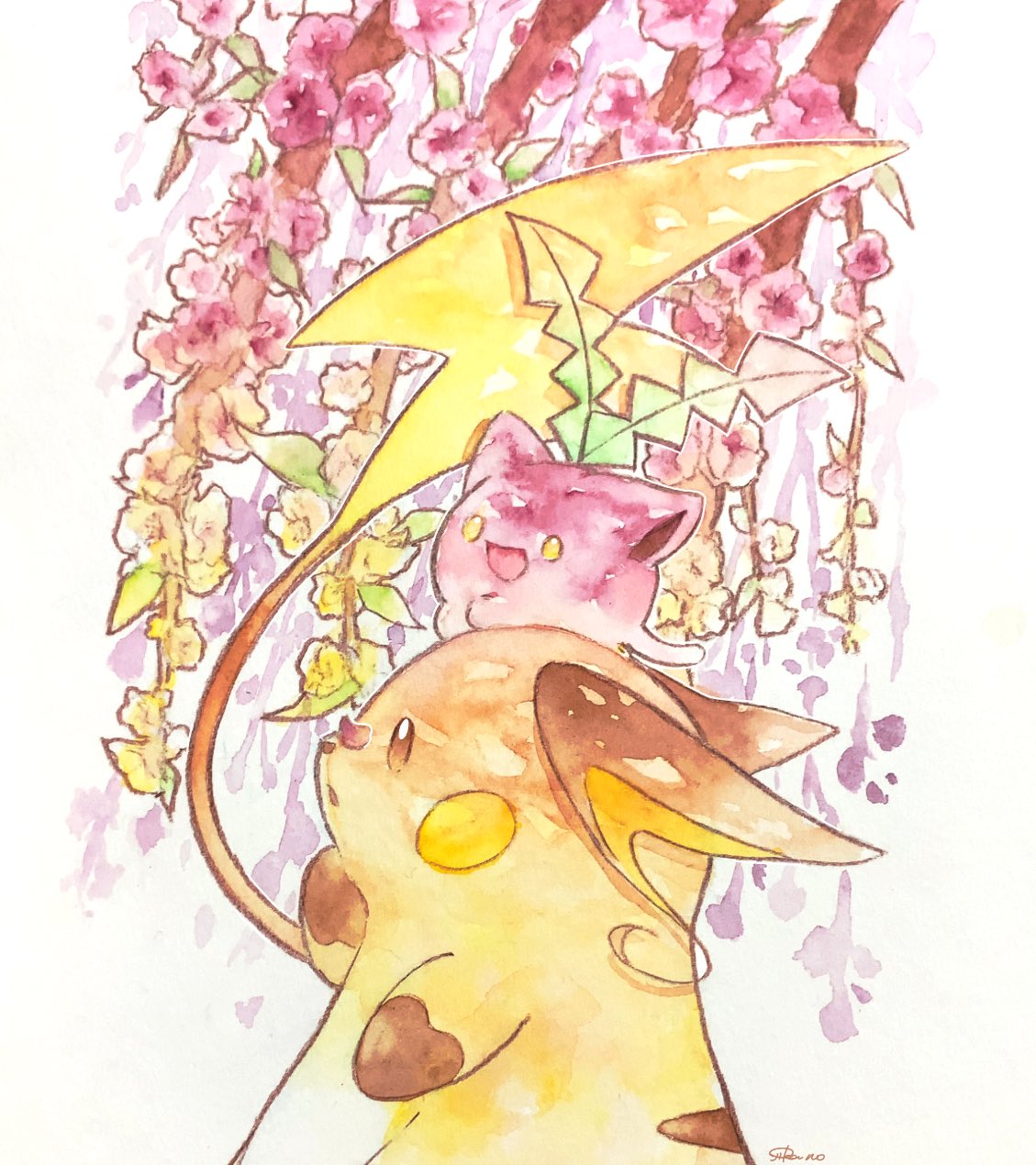 :d, brown_eyes, commentary_request, gen_1_pokemon, gen_2_pokemon, highres, hoppip, no_humans