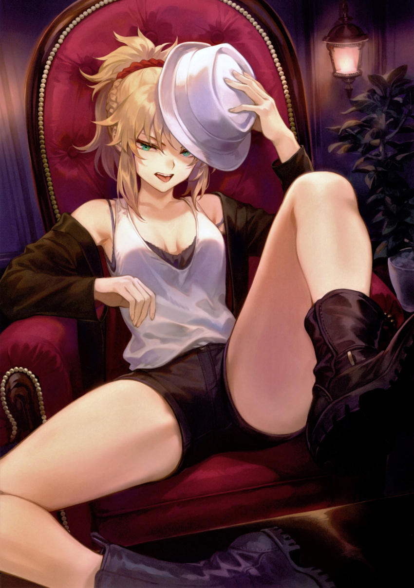 1girl, absurdres, bangs, bare_shoulders, blonde_hair, boots, braid, breasts