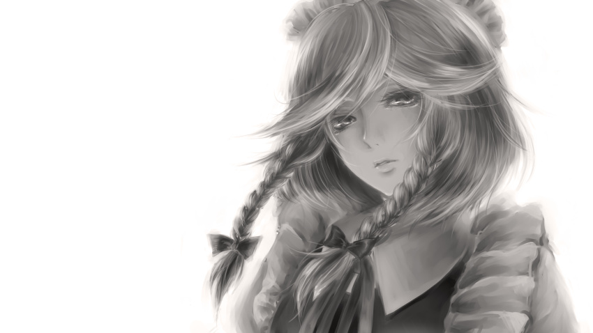 1girl, bone-beans, bow, braid, close-up, eyelashes, face, hair_bow