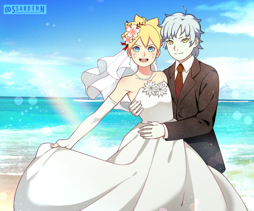 2boys, blonde_hair, blue_eyes, boruto:_naruto_next_generations, boruto:_naruto_the_movie, closed_eyes, commentary_request, dog