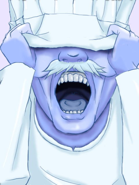 anpanman, hat_over_eyes, jam_ojisan, mustache, parody, sagr, screaming