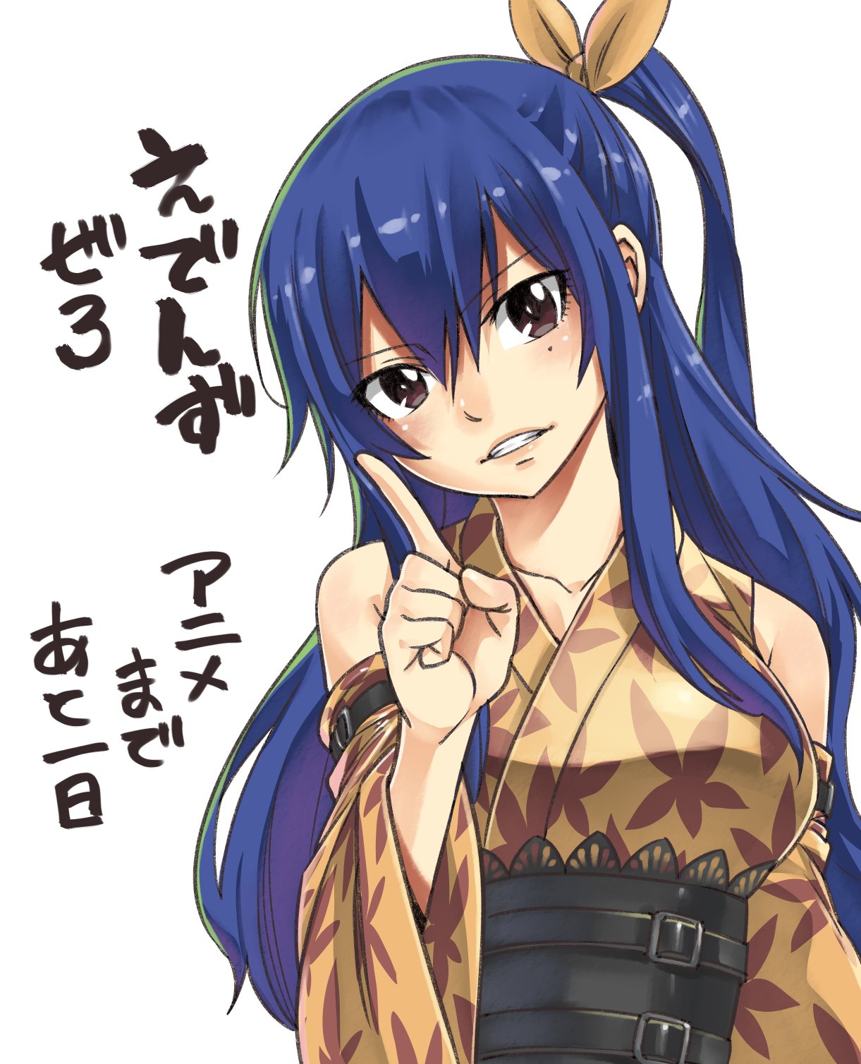 1girl, bangs, blue_hair, bow, brown_eyes, detached_sleeves, eden's_zero, eyebrows_visible_through_hair
