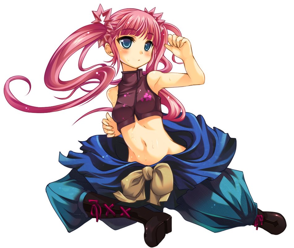 boots, character_request, de_so, kicking, midriff, monk_(sekaiju), pink_hair, sekaiju_no_meikyuu, solo