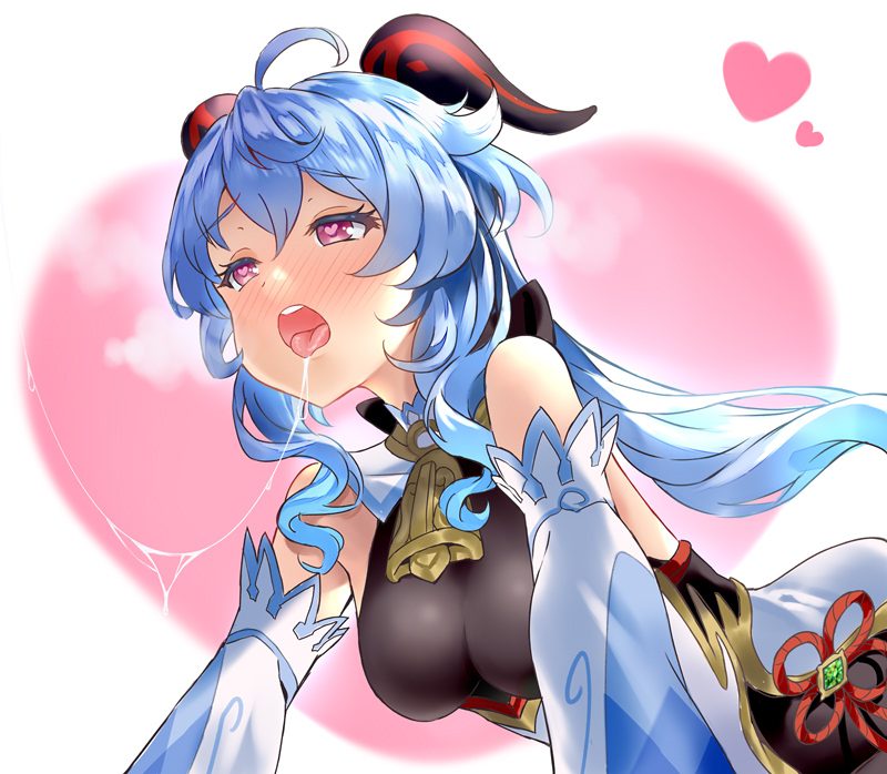 1girl, :o, ahoge, bell, black_bodysuit, blush, bodysuit, chinese_knot