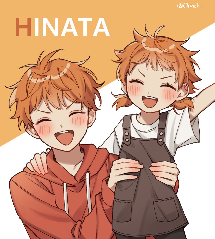 1boy, 1girl, ^_^, ^o^, age_difference, arm_up, artist_name, blush