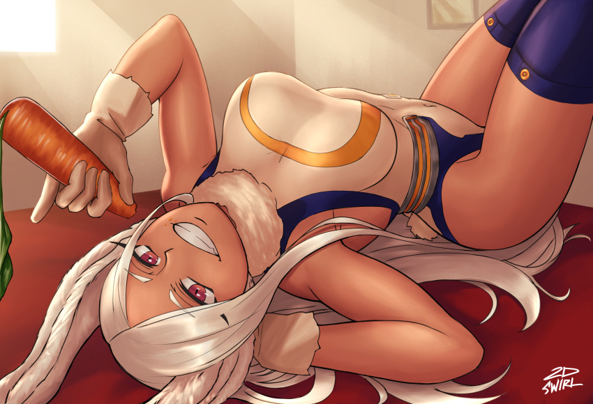 1girl, 2dswirl, animal_ears, bare_shoulders, blue_legwear, boku_no_hero_academia, breasts, brown_eyes