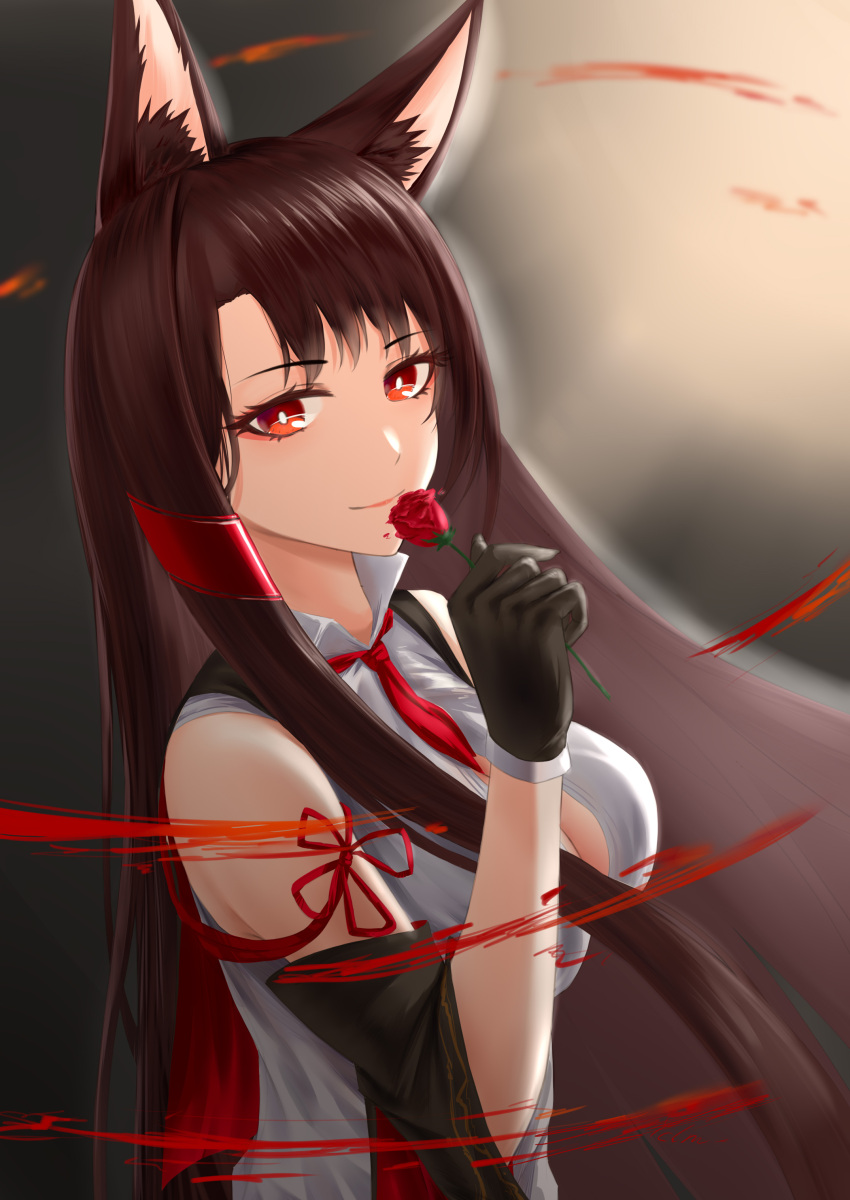 1girl, absurdres, akagi_(azur_lane), akagi_(muse)_(azur_lane), animal_ears, azur_lane, bangs, black_gloves