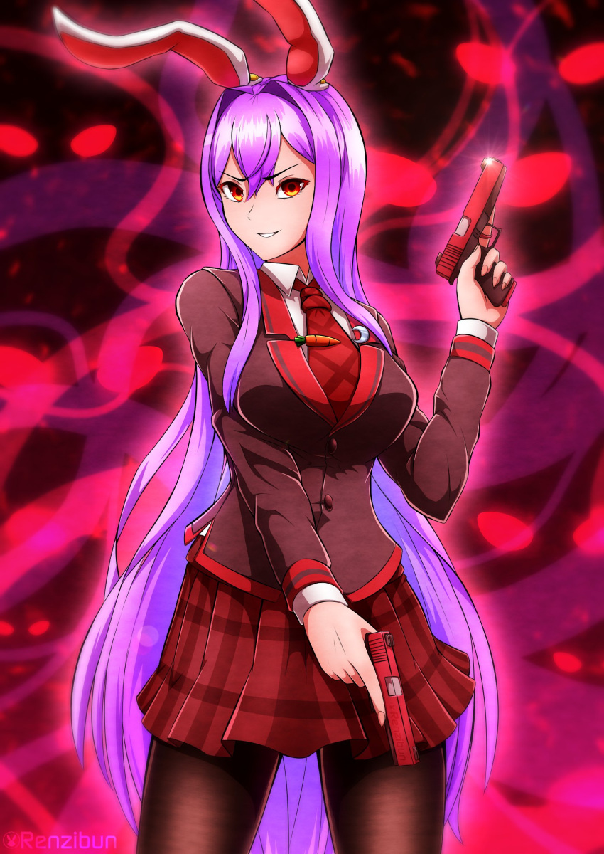 1girl, animal_ears, bangs, blazer, blouse, bunny_tail, buttons, carrot