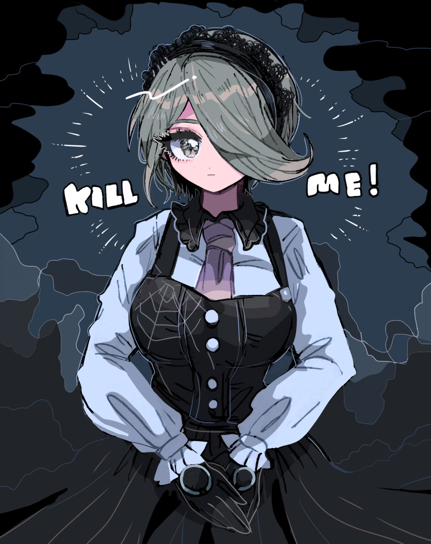 1girl, bangs, black_dress, black_gloves, dangan_ronpa_(series), dangan_ronpa_v3:_killing_harmony, dress, gloves