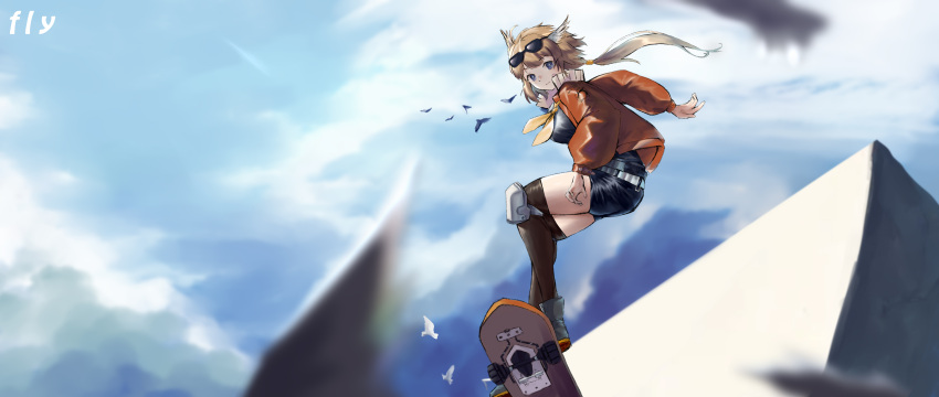 1girl, absurdres, aciddrop_(arknights), ahoge, airborne, animal_ears, arknights, bandaid