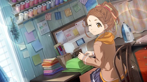 22/7, blush, brown_eyes, brown_hair, dress, kono_miyako, short_hair, smile, wink