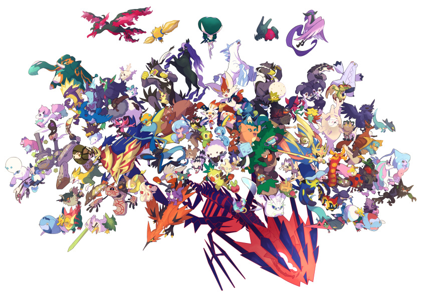 absurdres, alcremie, alcremie_(strawberry_sweet), appletun, applin, arctovish, arrokuda, barraskewda