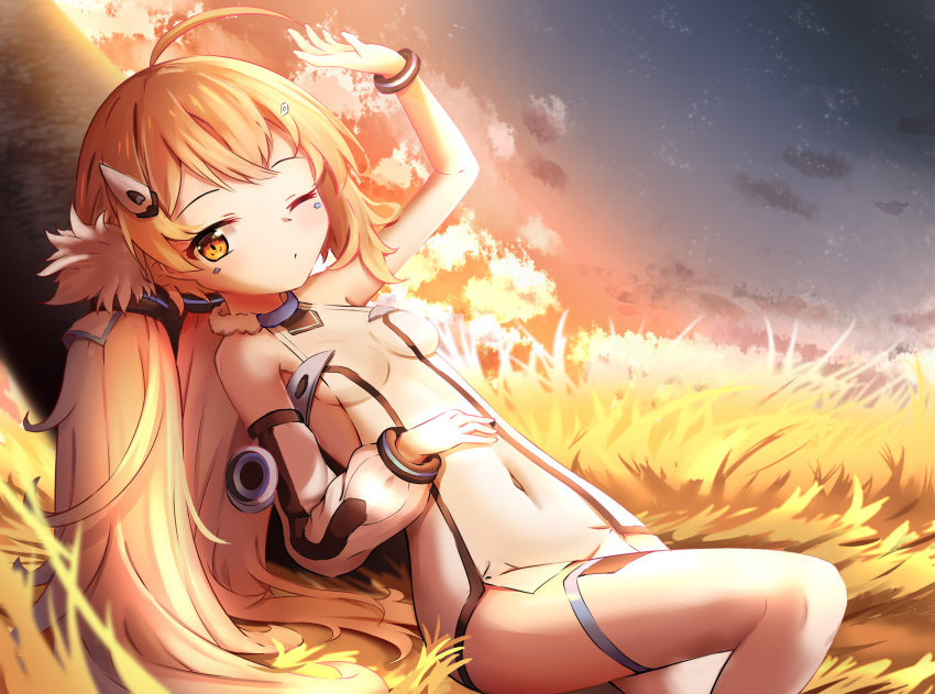 1girl, absurdres, ahoge, arm_up, azur_lane, bangs, blonde_hair, breasts