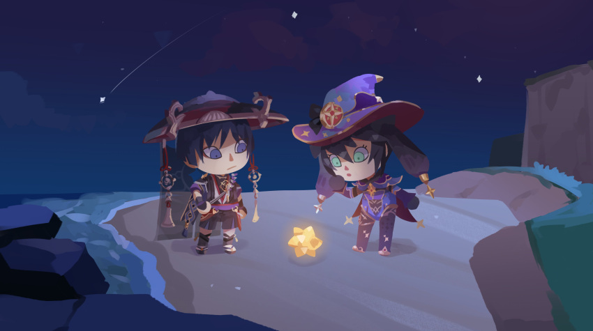 1boy, 1girl, absurdres, animal_crossing, beach, blue_eyes, blue_hair, cape