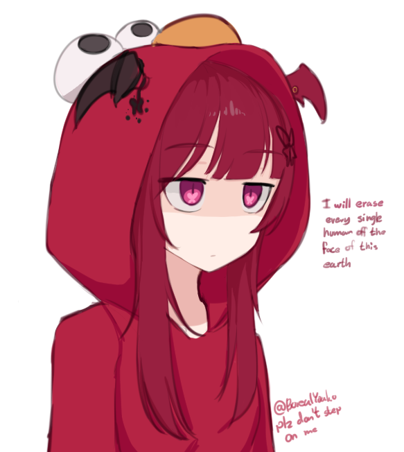 1girl, araka_luto, closed_mouth, commentary, cosplay, elmo, elmo_(cosplay), english_commentary