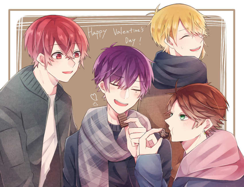 aho_no_sakata, asamoya_1225, chocolate, closed_eyes, highres, hood, hoodie, niconico